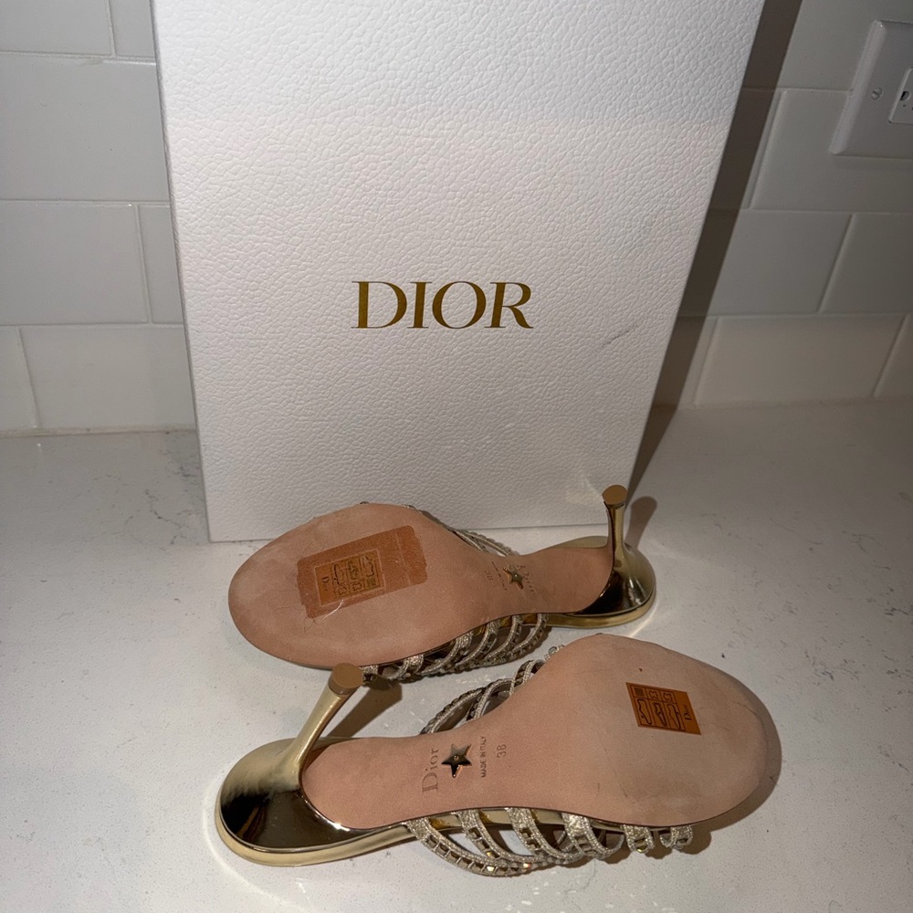 Dior Women's Gold Strappy Heels - Picture 2 of 4